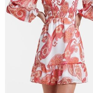 NWOT Paisley off the shoulder dress with strap to go around neck
